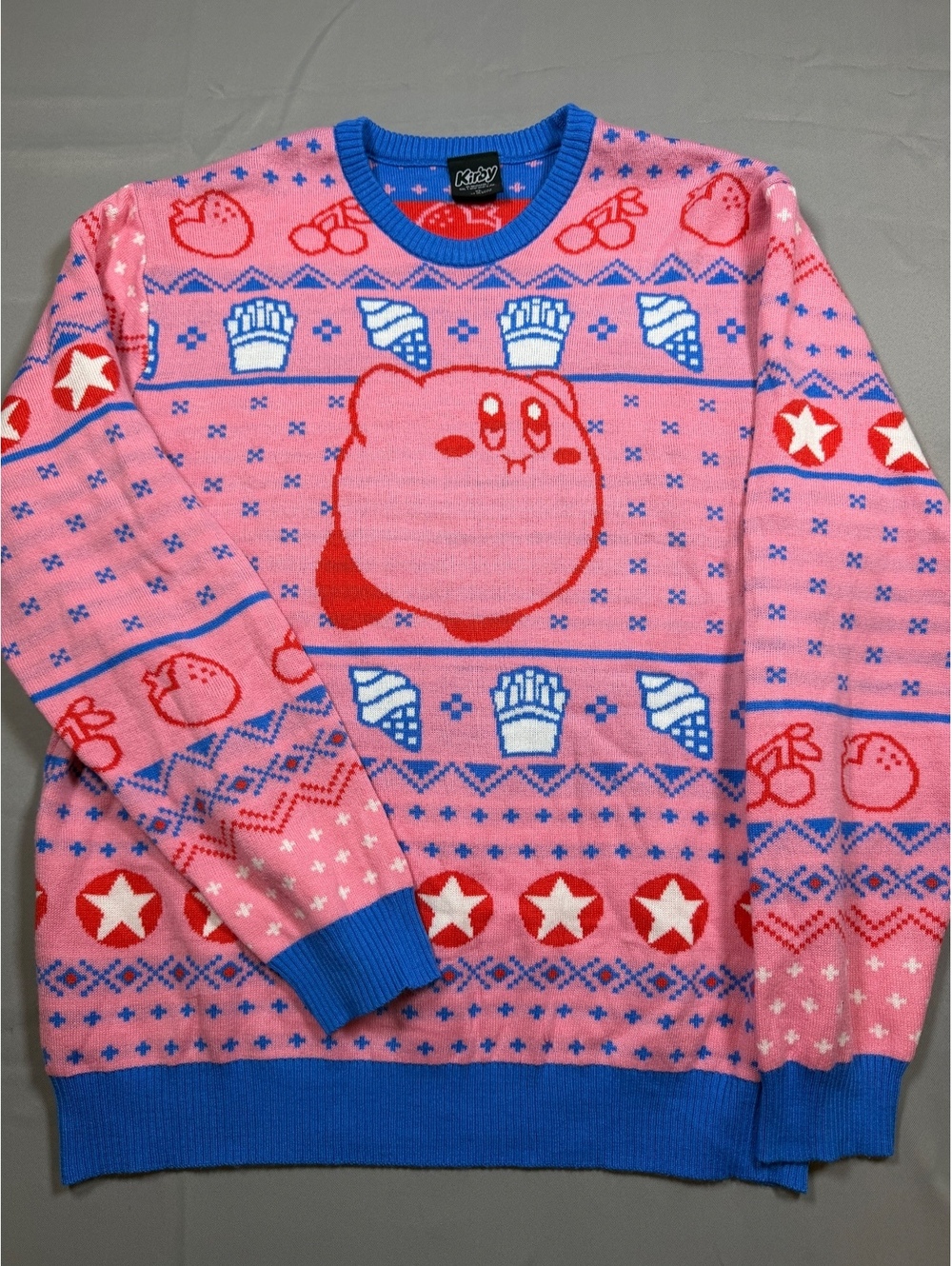 Vintage Kirby Nintendo HAL Laboratory Sweater XL Pink Blue